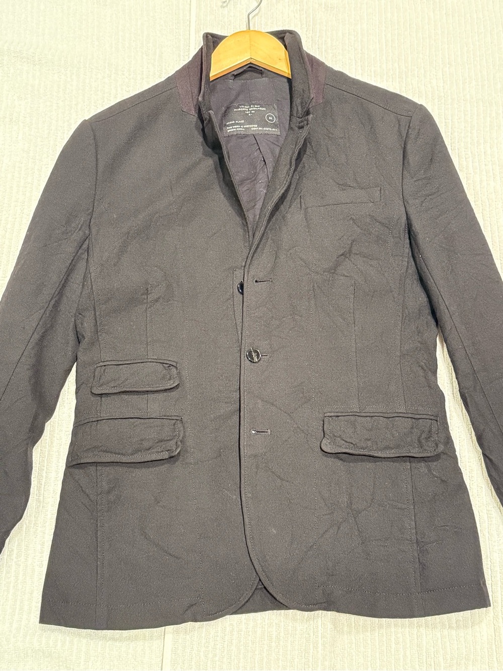 AllSaints Spitalfields Jacks Place Black Utility Blazer Jacket Size 36